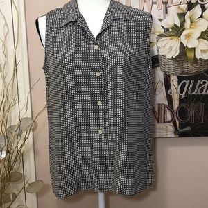 100% Silk Jones New York Sleeveless Button Down